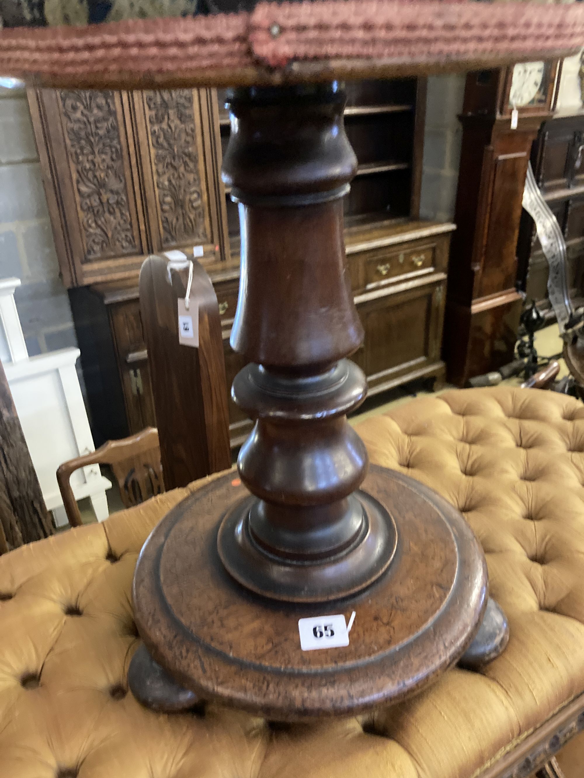 A French dressing stool, length 100cm, depth 38cm, height 52cm together with a Victorian adjustable piano stool